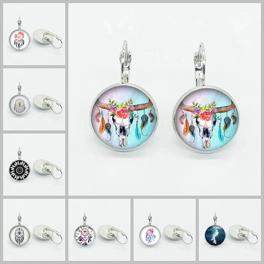 

Fashion Simple Dream Catcher Earrings Colored Feather Dream Catcher Earrings Charm Women Accessories Gift