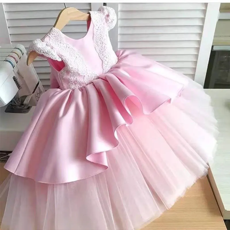 

Новое высококачественное платье для новорожденных с бисером и бантом, праздничное платье для девочек, рождественское платье для маленьких ...