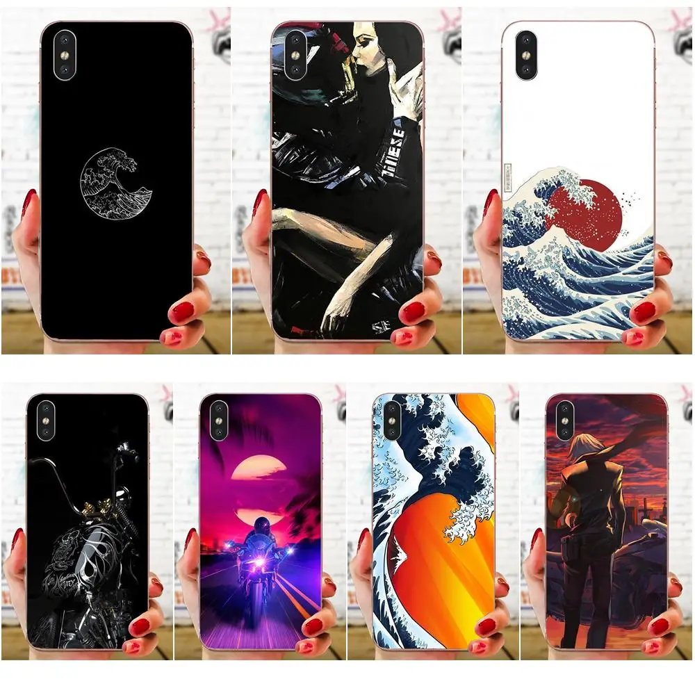Japan Wave Art Moto для Sony Xperia Z Z1 Z2 Z3 + Z4 Compact Z5 Plus M2 M4 XA XA1 XZ Премиум мягкий чехол из