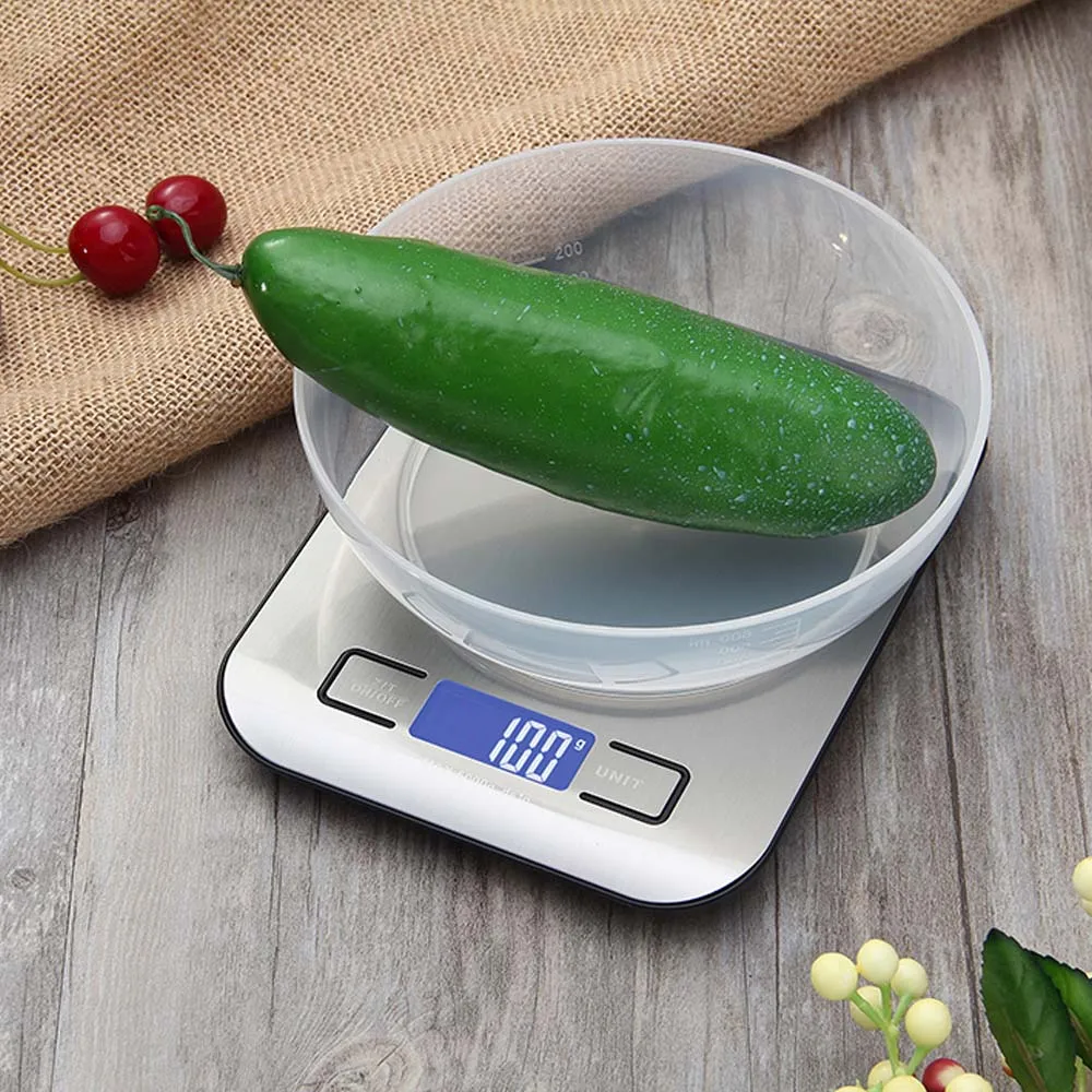 

Электронные кухонные весы, цифровой перезаряжаемый прибор для измерения 5/10 кг, из нержавеющей стали, для приготовления пищи, выпечки