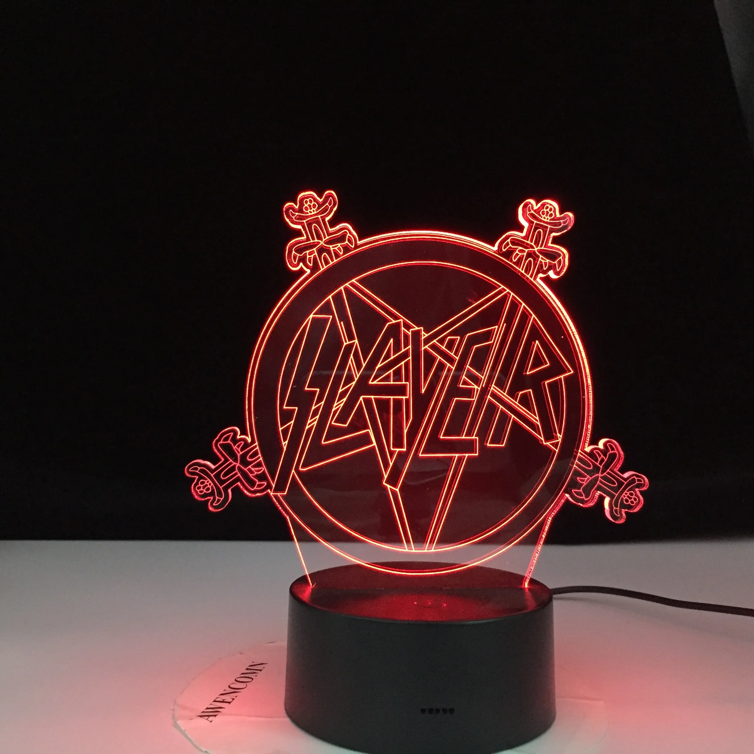 American Thrash Metal Band Slayer Logo Night Light Led Remote Control Color Changing Nightlight for Home Decor Event Prize Lamp | Лампы и