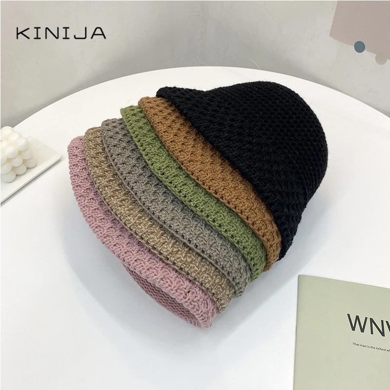 Осенняя женская вязаная шапка в рыбацком стиле аксессуары винтажная