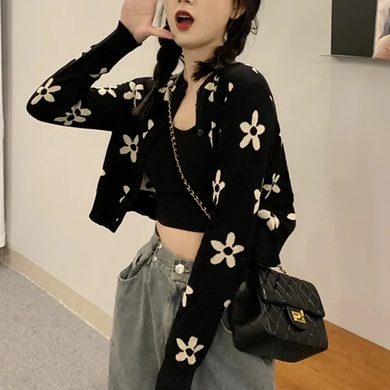 

Женский вязаный короткий кардиган 2021, модный свитер, пальто, повседневный Топ для женщин на осень