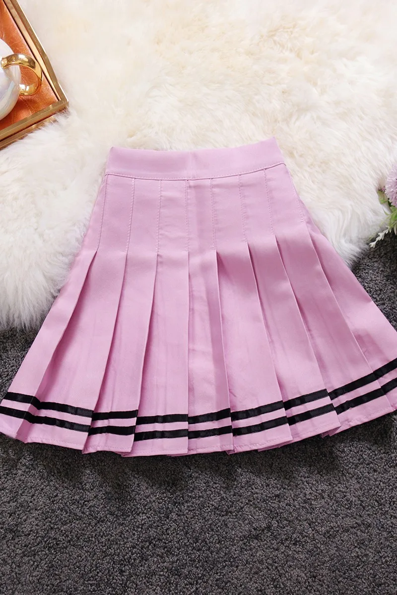 

Preppy Style Pleated Dancing Skirt Women 2021 Summer New High Waist Striped Skirt Femme Girls Versatile A- Line Short Skirt