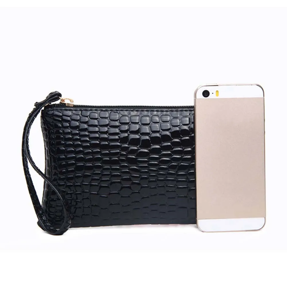 Женский кошелек с узором из крокодилов Одноцветный на молнии держатель для