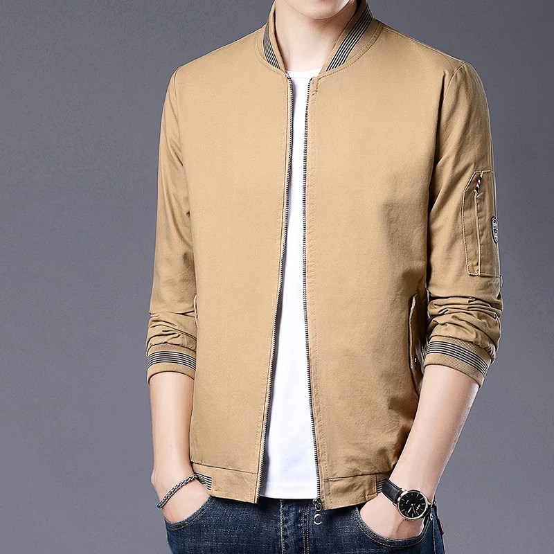 

2021 New Zipper Jacket Men Quality Cotton Jacket Male Spring Autumn Slim Fit Coat Mens Outerwear Brand Men's Clothing