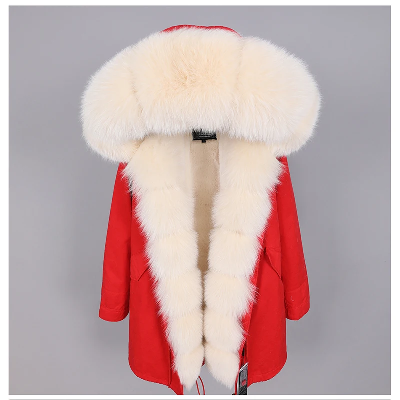 Пальто из натурального меха зимняя теплая женская одежда тонкая длинная парка с
