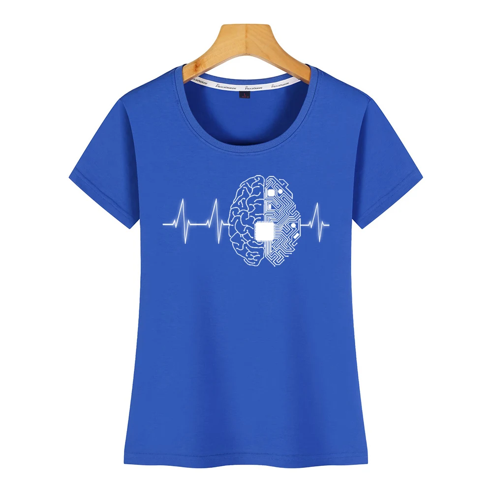 Tops T Shirt Women machine learning ai data science heartbeat Design Black Cotton Female Tshirt | Женская одежда
