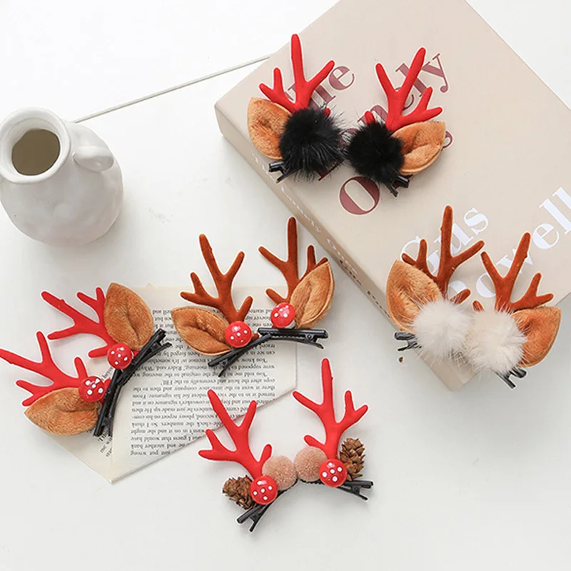 2 шт./компл. Олень Лось с изображением оленьих рогов и меховым помпоном детская