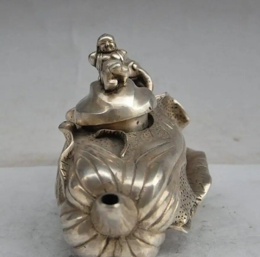 9 &quotКитайский Серебряный мальчик жаба bufo лягушка капуста статуя желтое вино чай