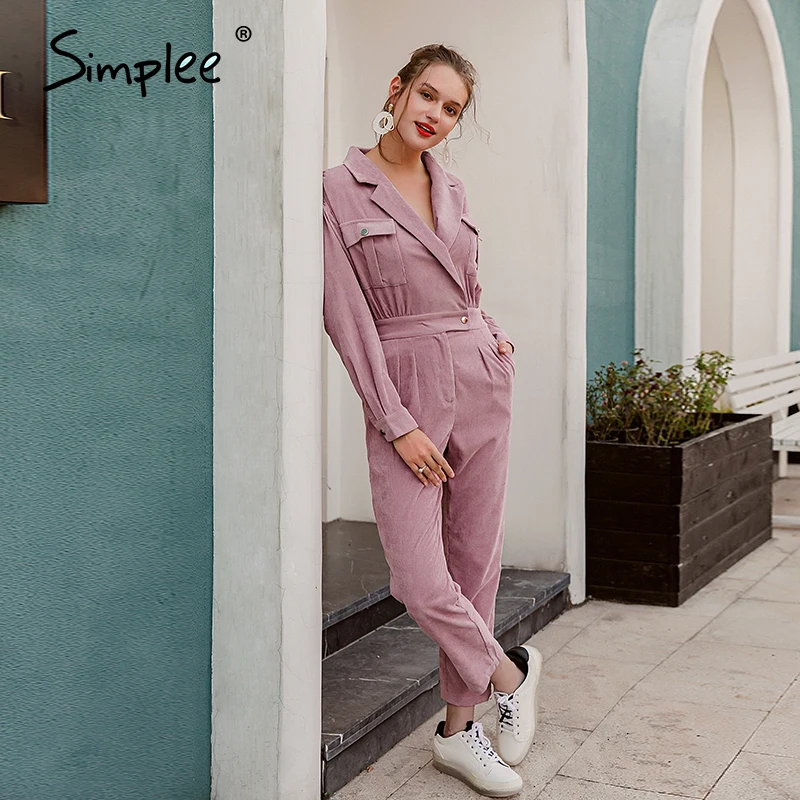 Simplee элегантный розовый осенне-зимний женский комбинезон из двух частей офисный