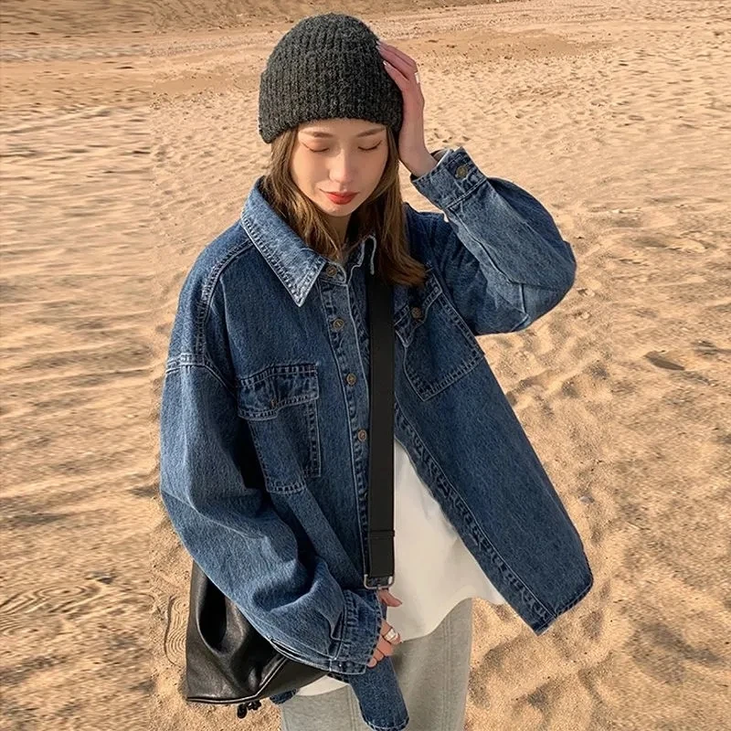 

New Jean Jacket Women Clothes Oversize Jeans Denim Coat Korean Coats Spring Fall Jackets For Women Casual Denim Jacket Outwear