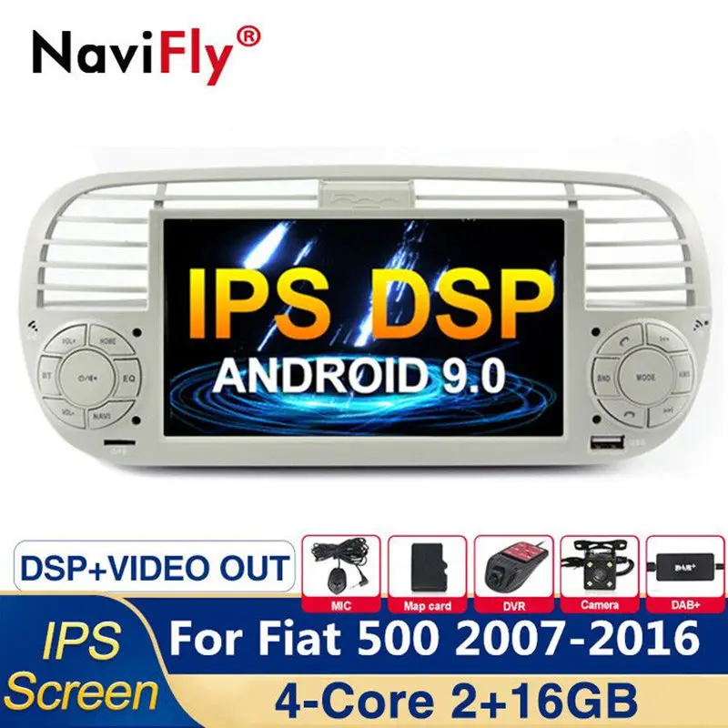 Ips DSP Android 9,0 Автомобильный dvd Радио Аудио мультимедийный плеер для Fiat 500 2007- gps навигация wifi 4G RDS BT SD