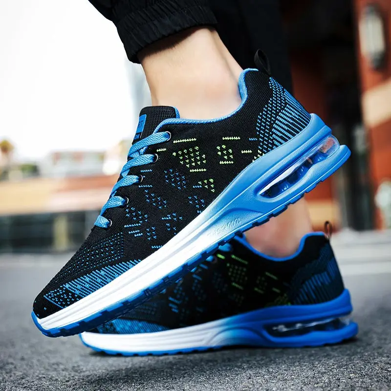 

Кроссовки мужские с воздушной подушкой, дышащие тканевые, на шнуровке, повседневная обувь для бега, лето 2022