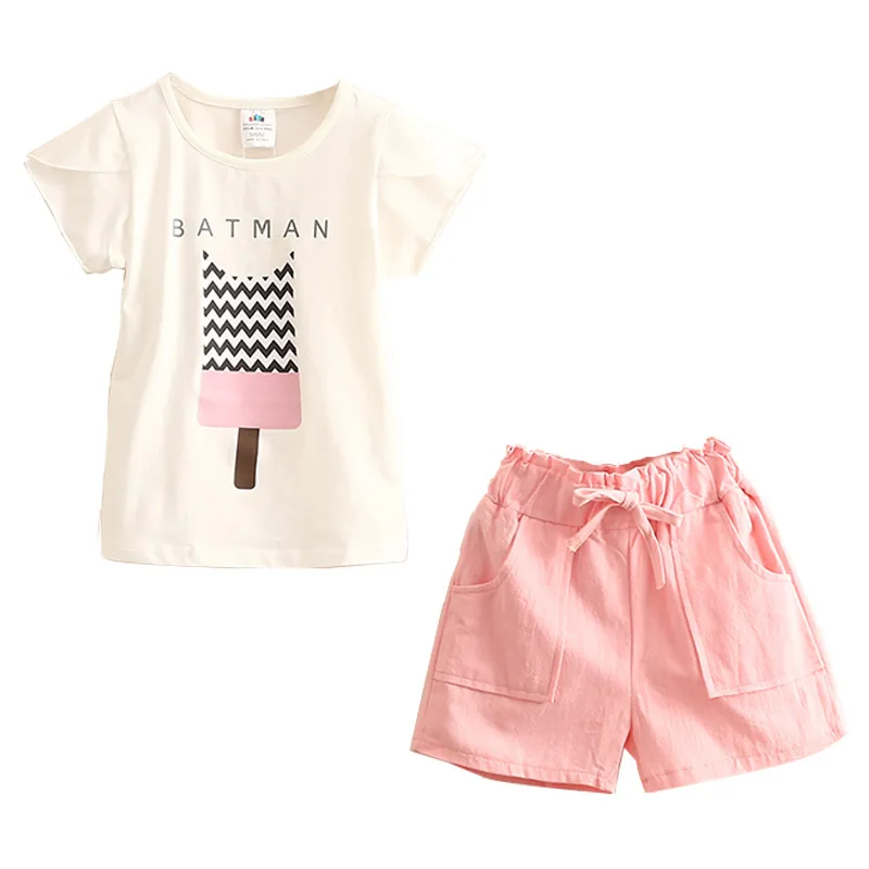 

Baby Print Suit 2021 Summer Dress Girls Children's Short-sleeved T-shirt Shorts Two-piece Suit