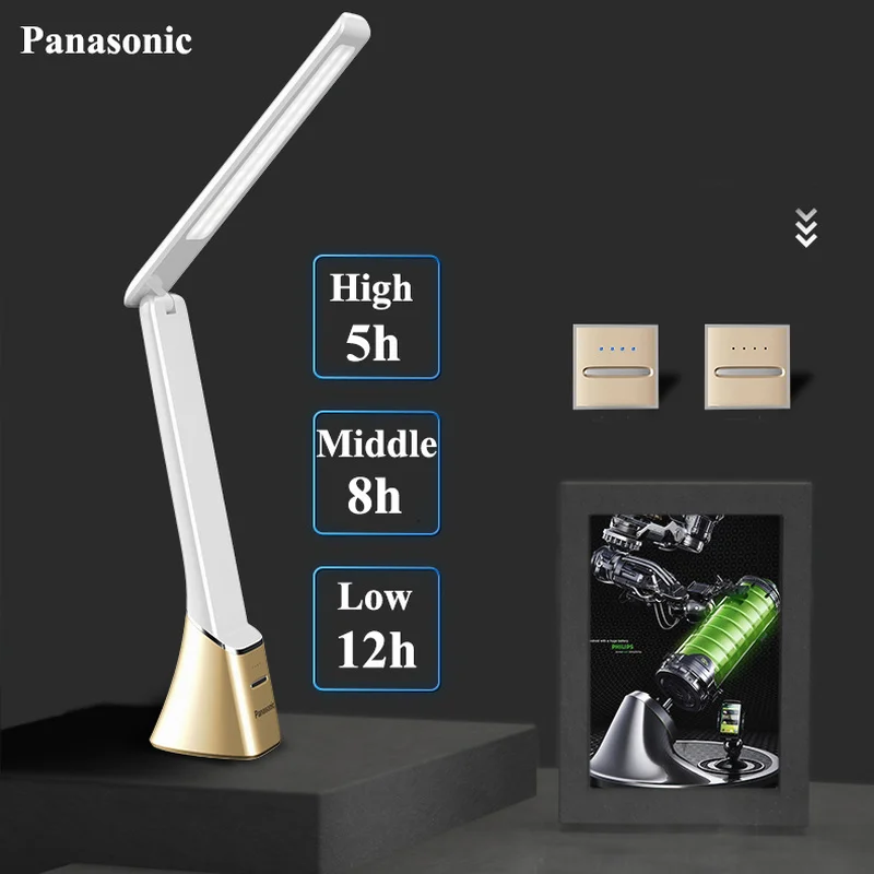 Panasonic светодиодный настольная лампа с сенсорным датчиком, Складная Настольная лампа, портативный USB Перезаряжаемый Настольный светильник, ночной прикроватный светильник s