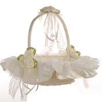 bamboo woven bride lace flower basket fashion party wedding celebration supplies