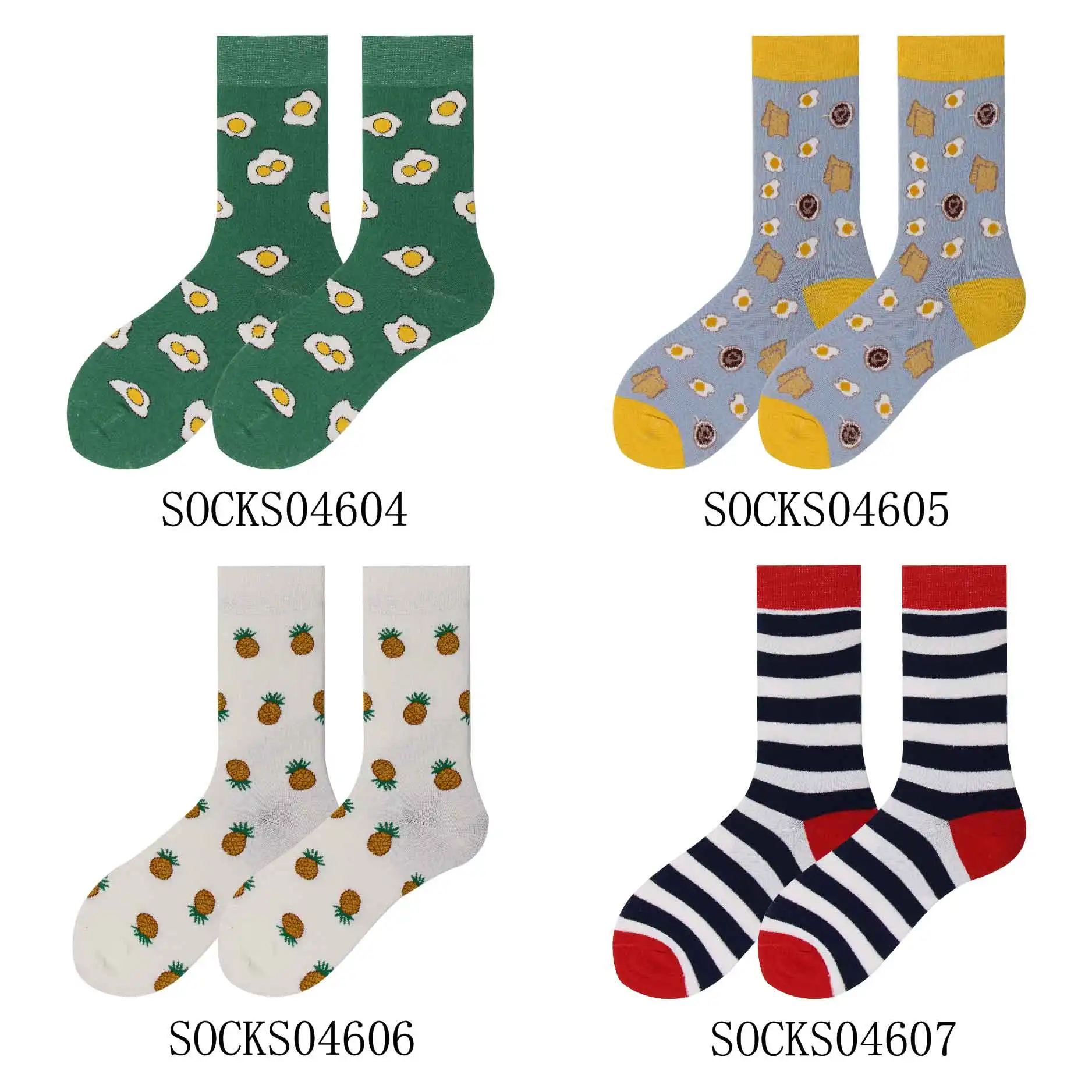 4pairs046 Веселые хлопковые Дышащие носки для девочек средней школы повседневные новые европейские размеры 35-43 - Цвет: 4pairs046