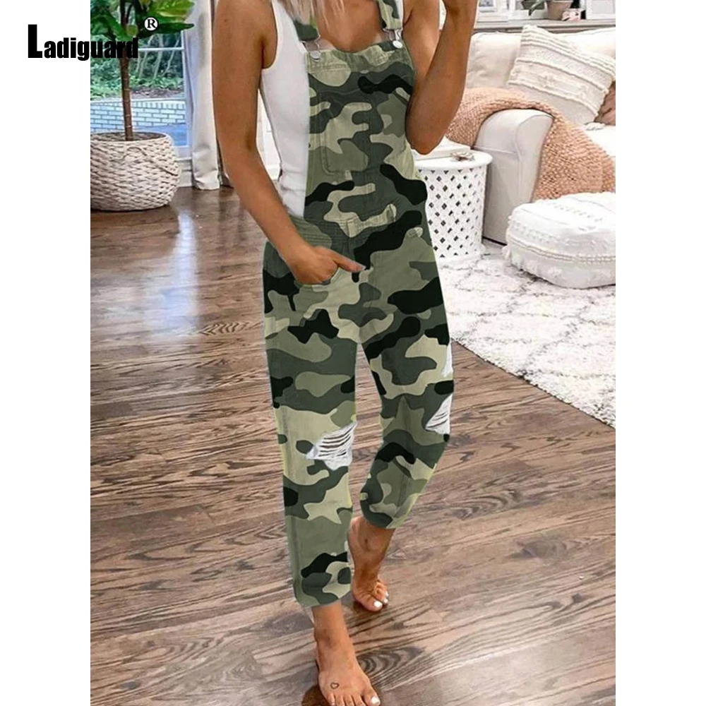 European Style Fashion Jeans Demin Jumpsuit Women Hole Destroyed Denim Pants 2021 Stand Pockets Jeans Sexy Ripped Overalls Femme