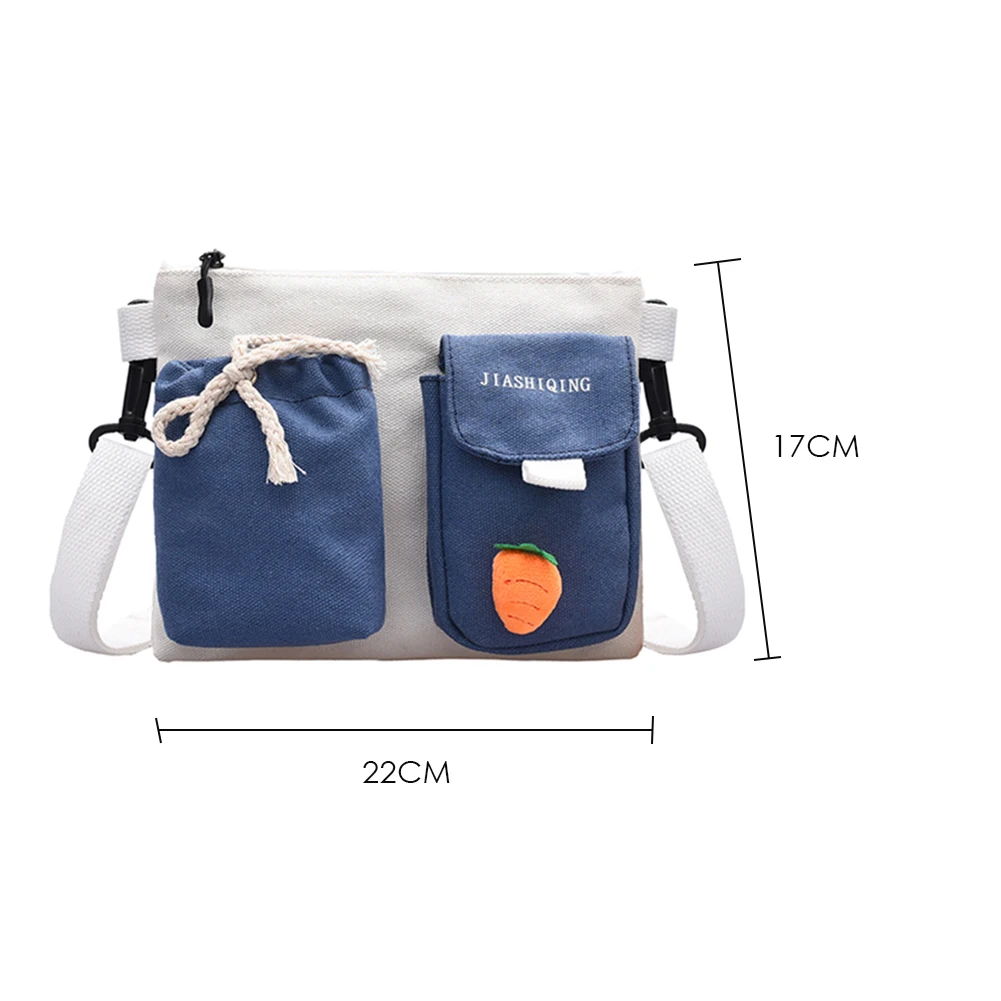 

Fashion Canvas Messenger Bag Women Hit Color Casual Street Travel Daily Zipper Purse Female Shoulder Crossbody Handbags