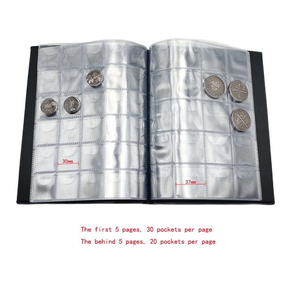 Книга для коллекции монет кожаный альбом 10 страниц 250 карманов Альбом памятных