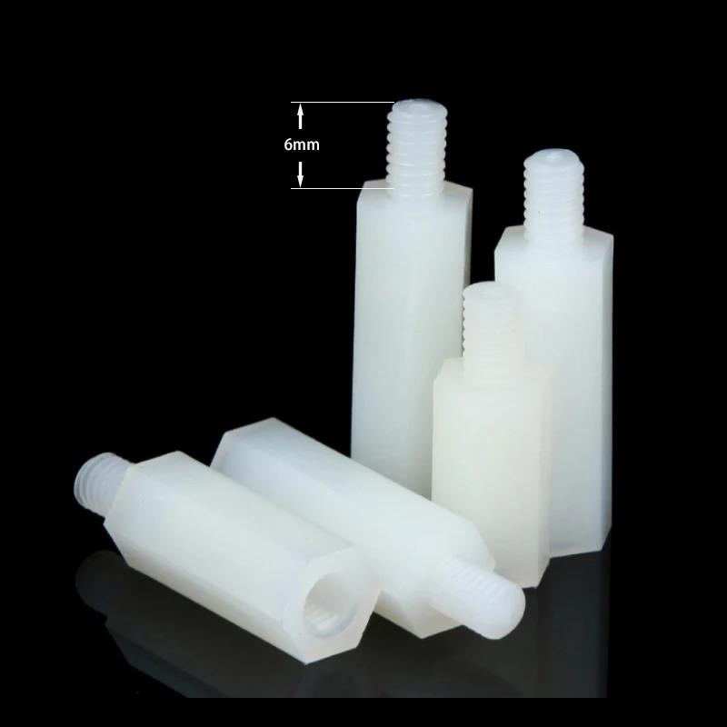 

HOONGKAI M2.5 M3 M4 Nylon column single head hexagonal White Nylon Hex Spacer Single Head Isolation Column Insulation Rust-proof