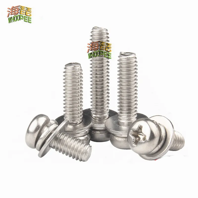 

M1.6 M2 M2.5 M3 M4 M5 M6 M8 304 Нержавеющая сталь Крестообразная круглая крестообразная головка SEM Винт Плоская шайба Пружинная прокладка Сборочный болт