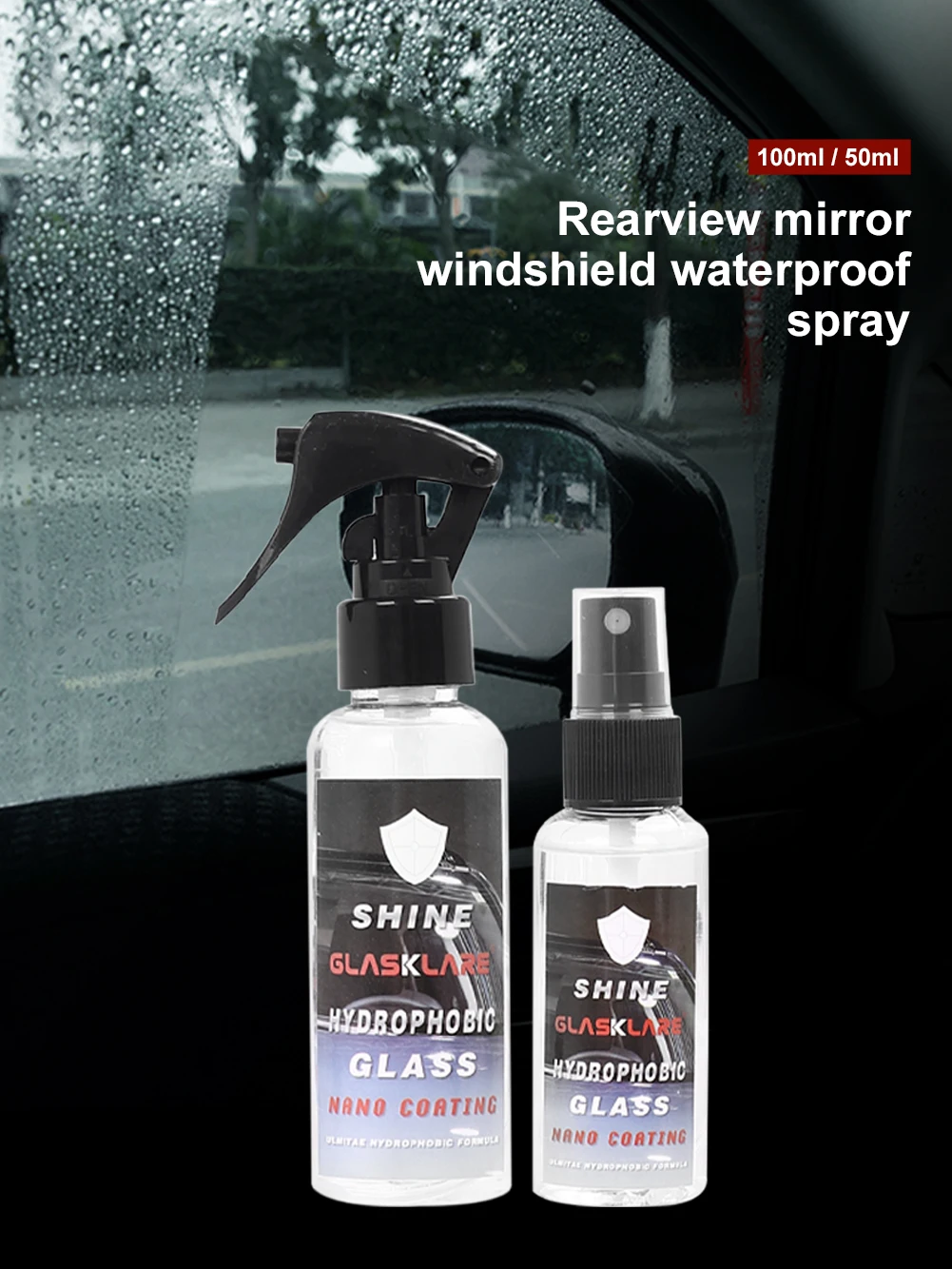 

100/50ml Automotive Glass Super Hydrophobic Coating Rainproof Agent Rearview Mirror Windshiled Water Repellent Spray Agent Wash