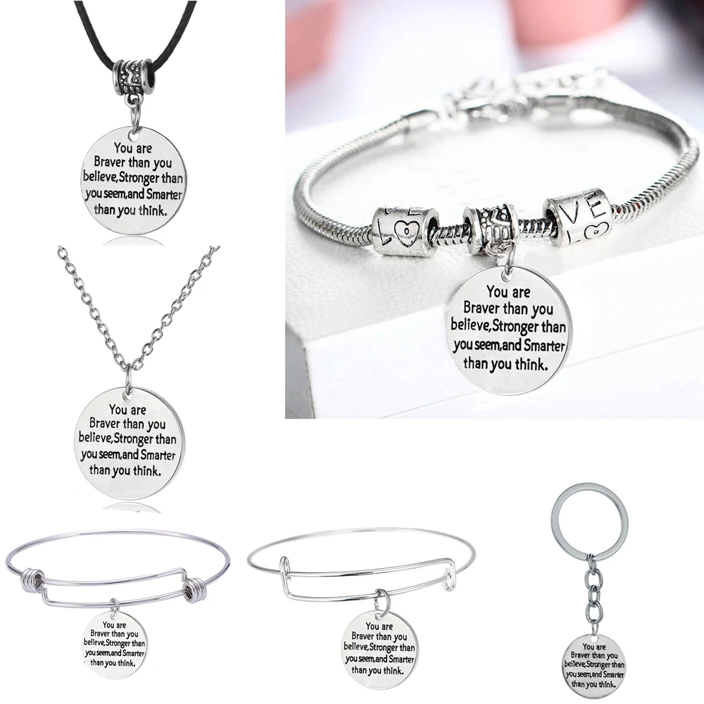 Вдохновляющие мотивирующие браслет Вы храбрее чем вы считаете сильнее Семейный