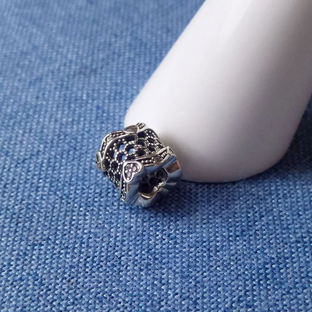 Круглый 925 серебро белый циркониевый шарик мама сердце очаровательный подрходит