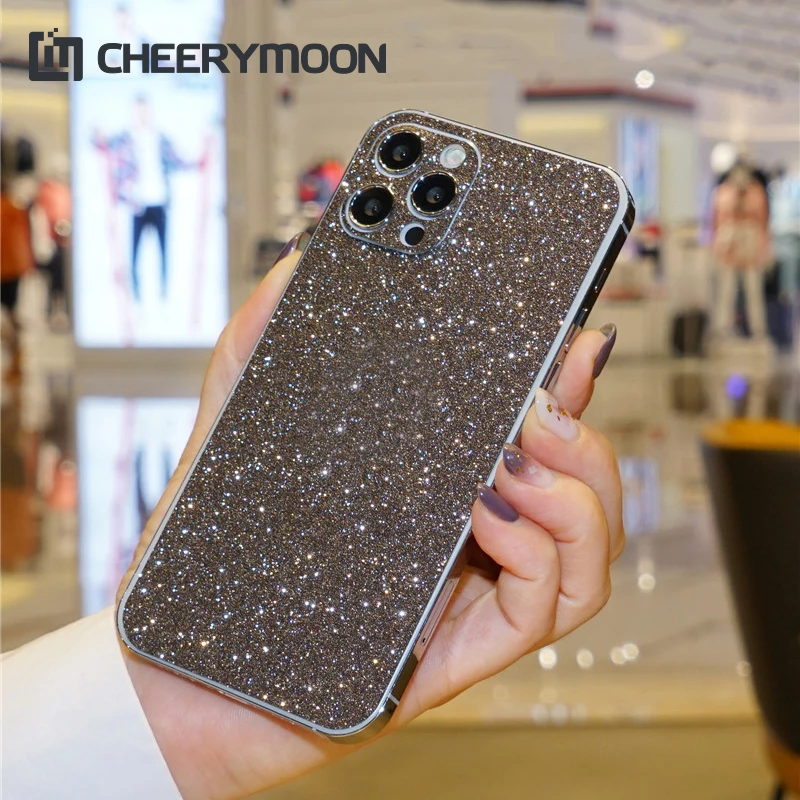 Dropshipping Luxury Glitter Bling Stickers For iPhone13 12 11 Pro Max Back For iPhone 7 8 13 Plus X XR XS MAX 12 Mini Body Film