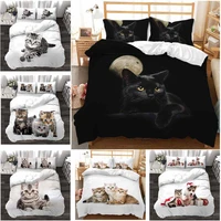 3d digital printing 23pc animal cat pattern quilt cover pillowcase double bed set sheet cover quilt soft microfiber bedding set