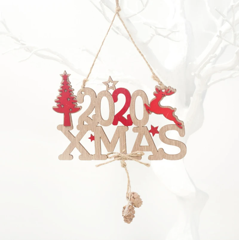 Пасторальные буквы Рождественская резьба по дереву вывеска дверь окно елка