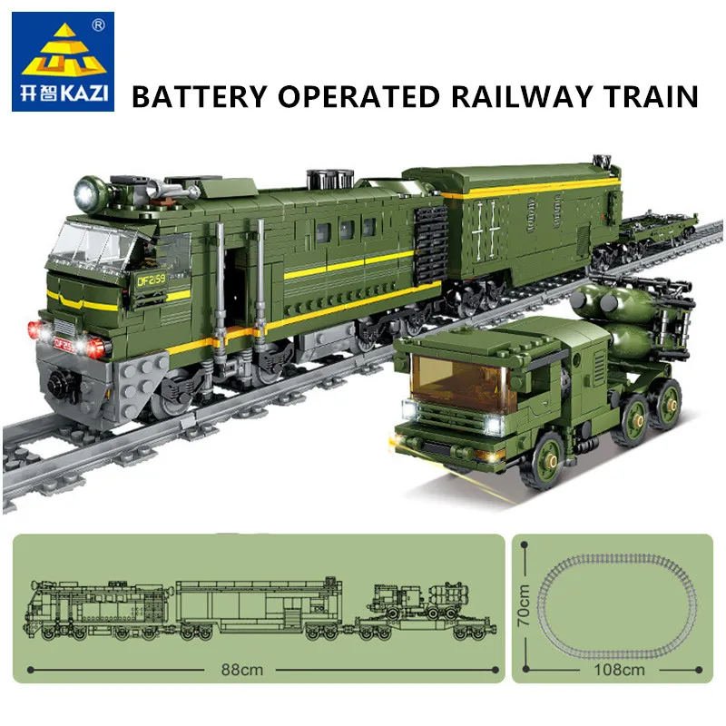 

1174 шт. высокотехнологичный DF-41 Межконтинентальный Электрический рельсовый поезд с баллистическими ракетами светильник выми и звуковыми эл...