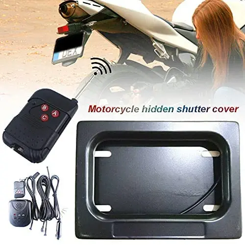 

US Motorcycle Hide-Away Shutter Cover Electric USA License Plate Frame Set Motorcycle Stealth License Plate Frame Bracket