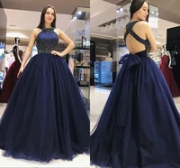 fashion dark navy blue arabic evening prom dresses crystal beaded plus size formal party gowns dubai vestidos de festa
