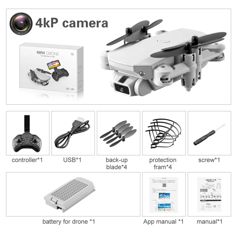 

Mini WiFi FPV with 4K HD Camera Altitude Hold Mode Foldable RC Drone Quadcopter RTF