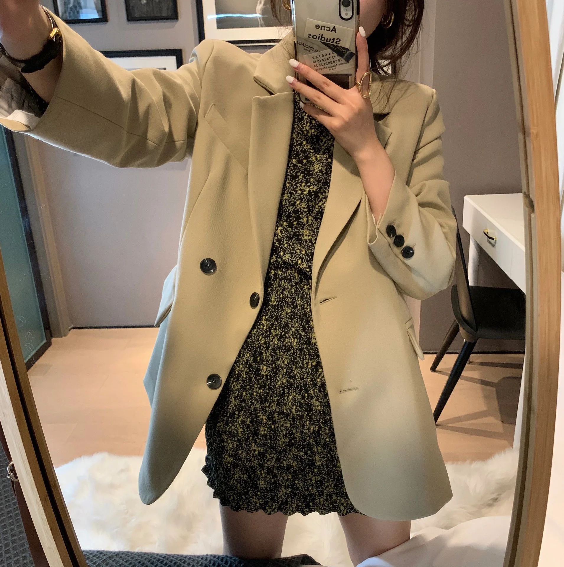 

Office ladies blazer 2021 new solid color long-sleeved cardigan jacket British style fashion trend women