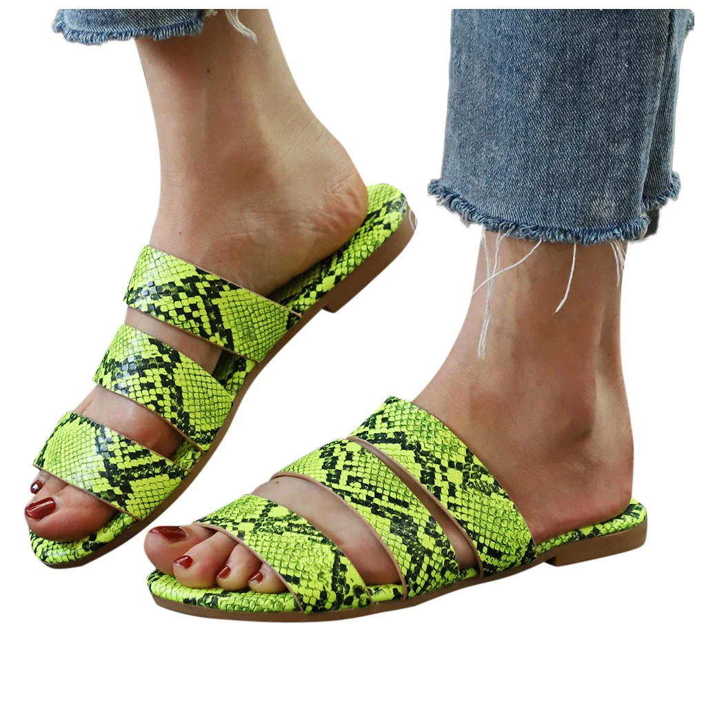 Женские шлепанцы на плоской подошве Летние повседневные дамские тапочки с