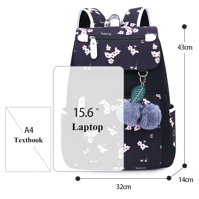 35L Nylon Backpack New Fashion Women Backpack Flower Schoolbags for Teenage Girls Women Shoulder Bags Rucksacks Scoolbag Mochila