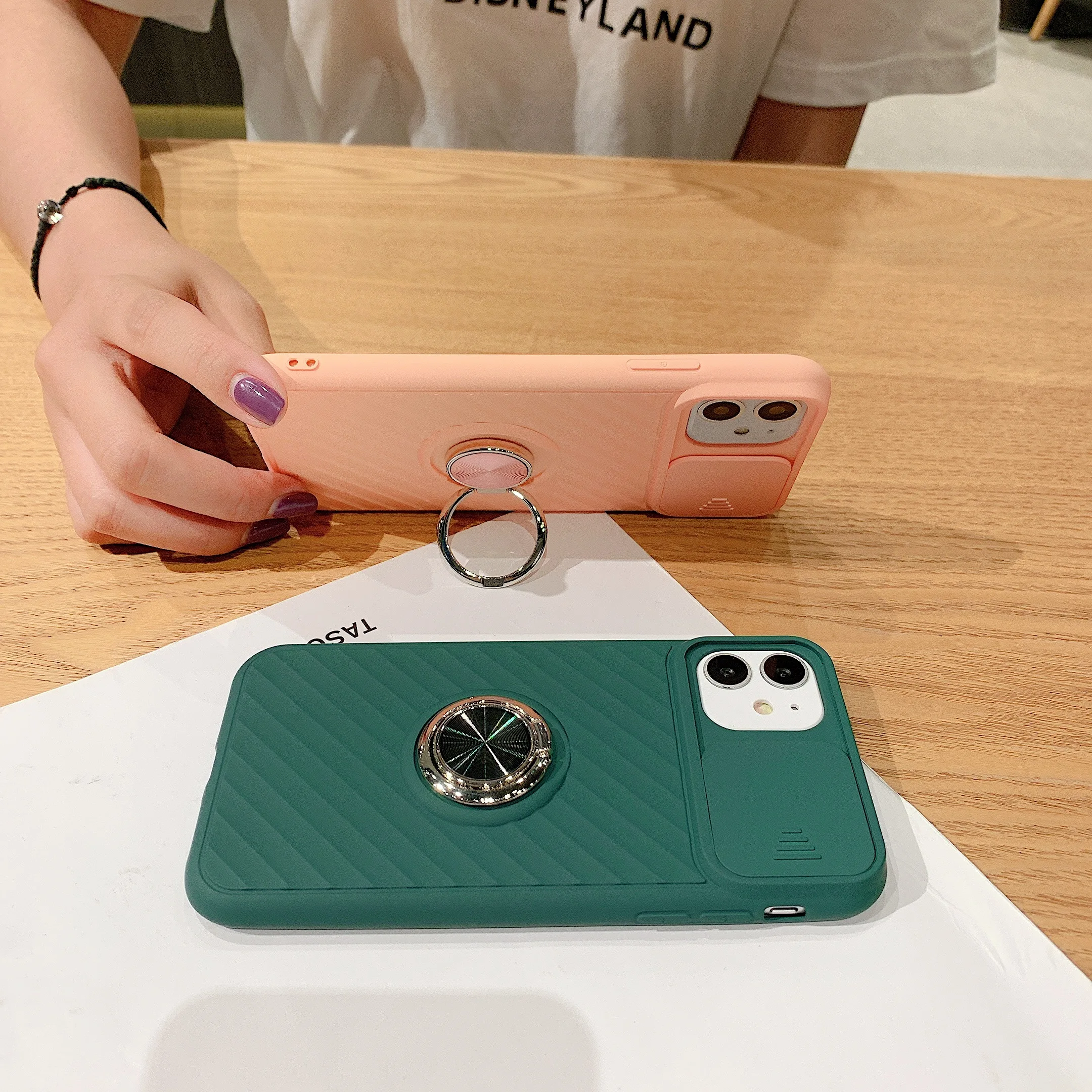

Luxury Shockproof Push Pull Phone Case For iPhone 11 12 mini Pro max X XS XR MAX 7 8 Plus Ring stand Soft Silicone Case Cove