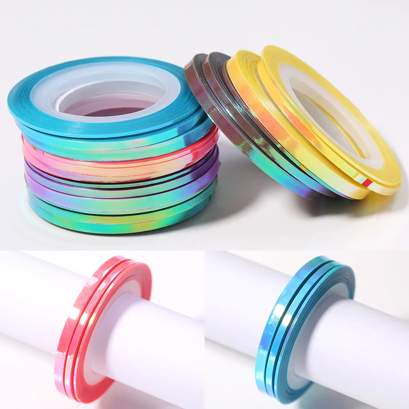 3 рулонные золотые серебряные цветные ленты для ногтей 1 мм 2 3D клейкая переводная
