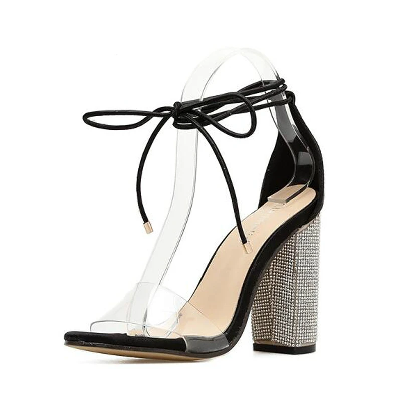 Женские Босоножки на каблуке туфли лодочки с ремешком щиколотке стразы супер