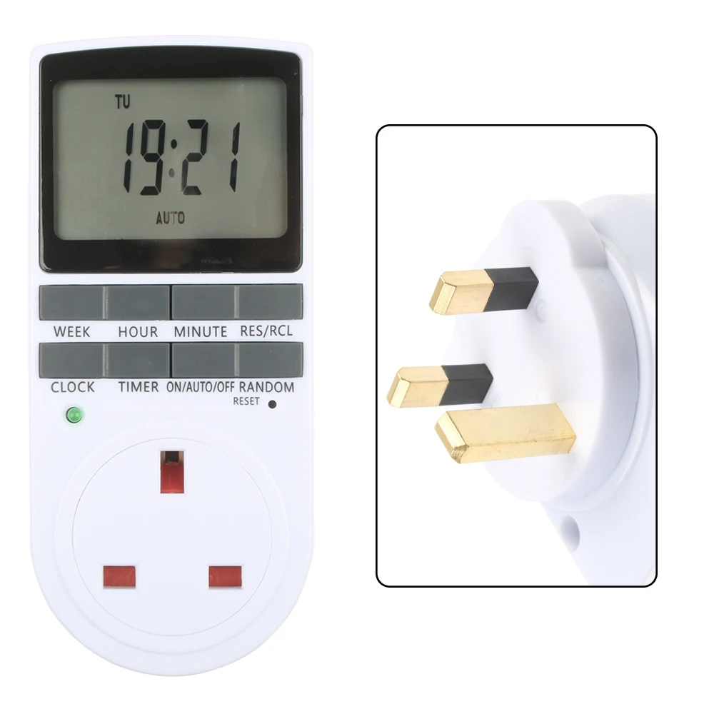 UK Plug Электронный цифровой таймер, вилка, кухонный таймер, розетка 230 В, 50 Гц, 7 дней, 12/24 часов, программируемая розетка синхронизации - Тип: UK Plug