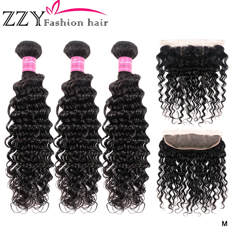 Вьющиеся Волнистые пряди с фронтальным пучком человеческих волос 3 закрытием не