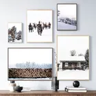 Рождественский постер, скандинавские картины снега, Современная Скандинавская картина, настенное искусство, печать на холсте, картина для гостиной, детской, домашний декор