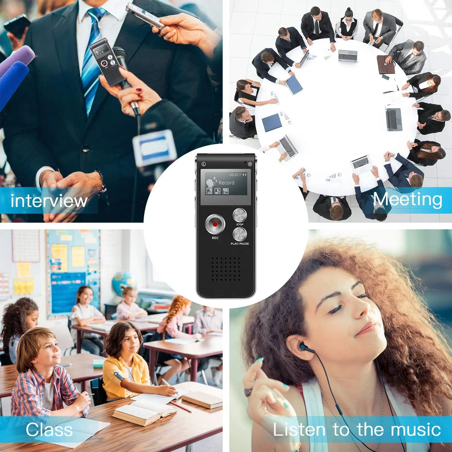 

8GB Digital Voice Recorder Activated USB For Lectures Meetings Interviews Mini Portable Tape Dictaphone With Playback MP3