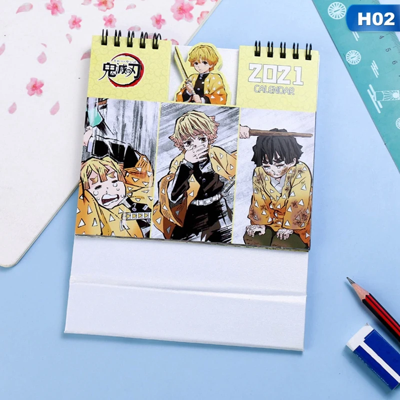 

Japanese Anime Cartoon Demon Ghost Blade 2021 Calendar Kamado Tanjirou Kamado Nezuko Desk Decoration Gift Notepad Calendar