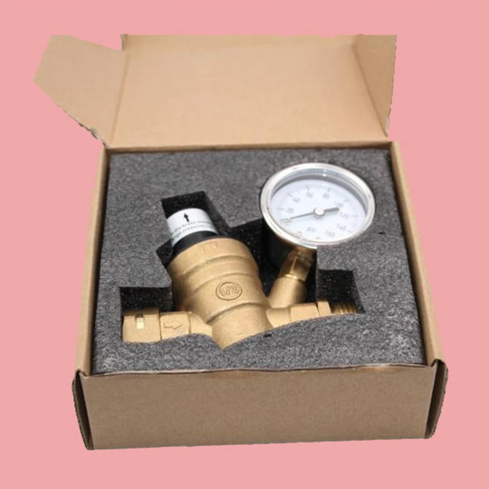 

RV Water Pressure Regulator Valve M11-0660R Brass Lead-Free Adjustable Water Pressure Reducer with Gauge Inlet Screened Filter