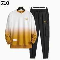 spring autumn daiwa fishing suit mens patchwork fishing sweatshirt breathable casual hiking camping outdoor sport fishing wear